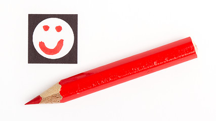 Image showing Red pencil choosing the right mood, like or unlike/dislike 