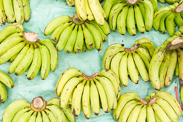 Image showing Green banana for sale on a Vietnamese market