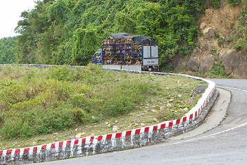 Image showing HUE, VIETNAM - 4 AUGUST 2012: Trailer filled with live dogs dest