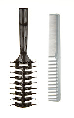 Image showing Used black comb and brush