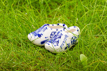 Image showing Pair of small porcelain clogs from Holland