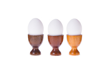 Image showing Set of different  wooden egg cups