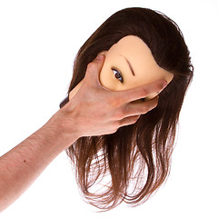 Image showing Hand holding a puppet (hair styling)