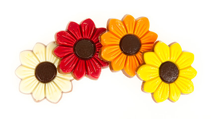 Image showing Different colors of chocolate flowers