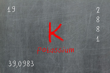 Image showing Isolated blackboard with periodic table, Potassium