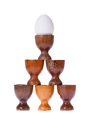 Image showing Set of different  wooden egg cups