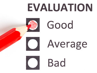 Image showing Red pencil on a evaluationform