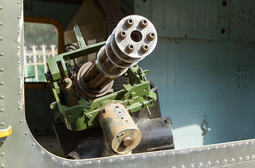 Image showing Chaingun in an old American helicopter used in the Vietnam war