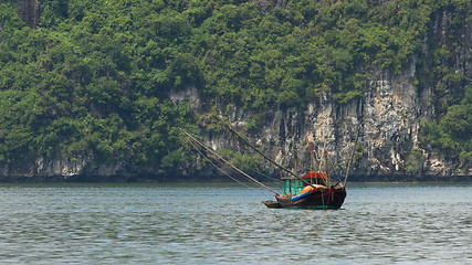 Image showing Fishing boat in the Ha Long Bay