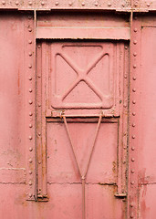 Image showing Door of an old train carriage