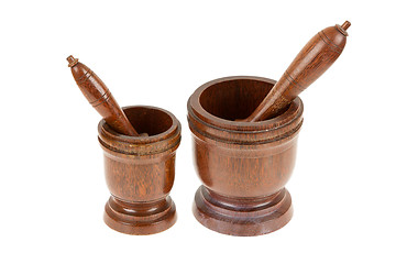 Image showing Wooden mortar for pounding spices