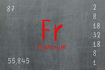 Image showing Isolated blackboard with periodic table, Francium