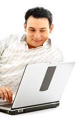 Image showing portrait of relaxed man with laptop