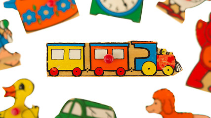 Image showing Piece of an antique wooden puzzle for children