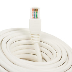 Image showing Close-up of a white RJ45 network plug