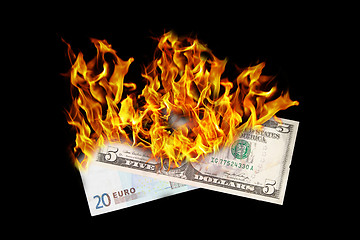 Image showing Burning money