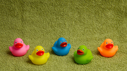 Image showing Rubber ducks isolated, with room for text