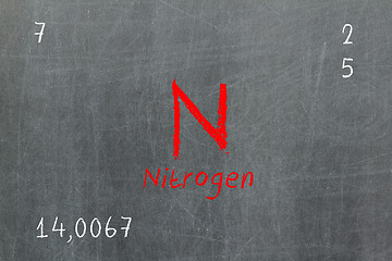 Image showing Isolated blackboard with periodic table, Nitrogen