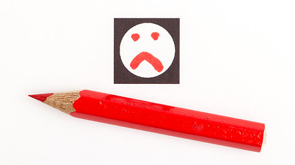 Image showing Red pencil choosing the right mood, like or unlike/dislike 