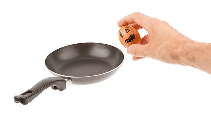 Image showing Scared egg, waiting to be fried in a pan