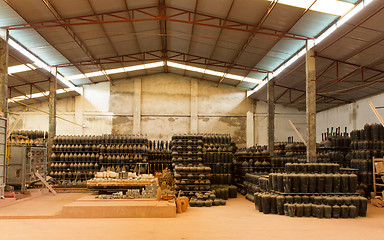 Image showing Pottery waiting to be sold at a factory