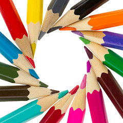 Image showing Many different color pencils