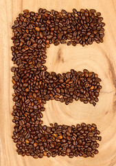 Image showing Letter E, alphabet from coffee beans