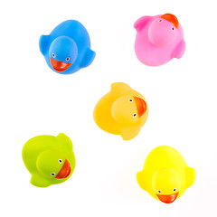 Image showing Rubber ducks isolated