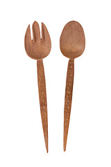 Image showing Wooden fork and spoon