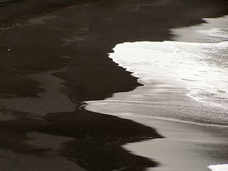 Image showing waves on black beach in Iceland