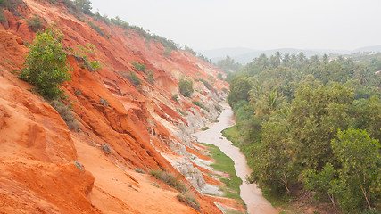 Image showing Ham Tien canyon in Vietnam, covert in fog