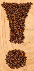 Image showing Exclamation mark from coffee beans