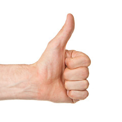 Image showing Image of a mans hand showing thumb up