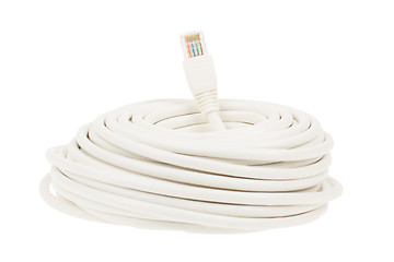 Image showing Close-up of a white RJ45 network plug