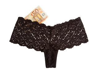 Image showing Woman's panties and 50 euro isolated on a white background