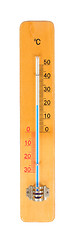 Image showing The thermometer made of wood isolated