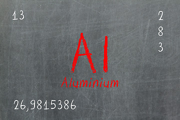 Image showing Isolated blackboard with periodic table, Aluminium
