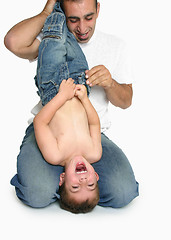 Image showing Fun and laughter with Dad