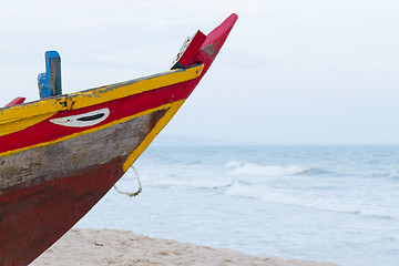 Image showing Colorful wooden fishing boat at the sout chinese sea
