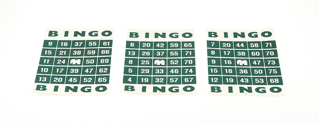 Image showing Green bingo cards isolated