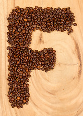 Image showing Letter F, alphabet from coffee beans