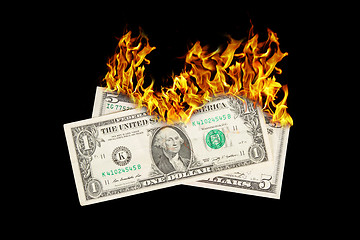 Image showing Burning money