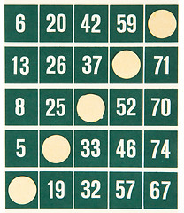 Image showing Green bingo card isolated