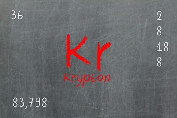 Image showing Isolated blackboard with periodic table, Krypton