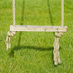 Image showing Old wooden tree swing