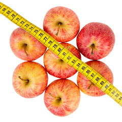 Image showing Red apples with a yellow tape-measure