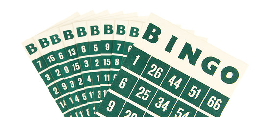 Image showing Green bingo cards isolated