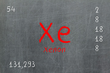 Image showing Isolated blackboard with periodic table, Xenon