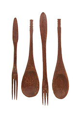 Image showing Spoon and fork products from wood