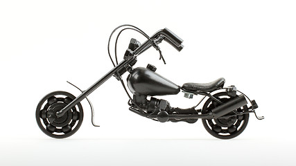 Image showing Mini motorcycle made from wire and different motorcycle parts